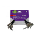 On-Stage PC506B-3PK, 6" Patch Cable w/ Pancake Connectors (Black) - 3 Pack, 6" Length, Standard (pancake style) Connectors, QTR-QTR Cable, 23AWG Wire Gauge, Black