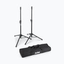 On-Stage SSP7000, Mini Speaker Stand Pack, Height Adjustment 27"-48", 60 lbs Each Weight Capacity, 12"-22" Base Spread, Aluminum Construction, Includes 2 Speaker Stands and a Backpack Style Carry Bag