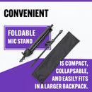 On-Stage MS500, Travel Mic Stand, Height Adjustment 22"- 57", 19.5" - 35" Boom, Black, Includes Drawstring Bag