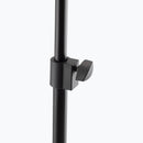 On-Stage MS7300, Mic Stand Flat Base, Height Adjustment 25"-66", 5/8"-27 Threading, Black, Includes Clothespin-style Mic Clip