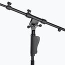 On-Stage MS7550, One-Handed Boom Mic Stand with Tripod Base, Height Adjustment 46.5"-72.8", 18.7"-33.1" Boom, 27.2" Base Spread, Steel Construction, 5/8"-27 Threading