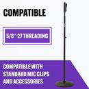 On-Stage MS9510, Production-Grade One-Handed Mic Stand with Round Base, Height Adjustment 43″-69.75″, 5/8"-27 Threading