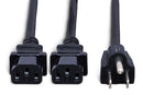 HOSA - Power Y Cable, Dual IEC C13 to NEMA 5-15P, 1.5 ft