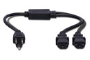 HOSA - Power Y Cable, Dual IEC C13 to NEMA 5-15P, 1.5 ft