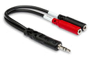 HOSA - Stereo Breakout, Right-angle 3.5 mm TRS to Dual RCA, 3 ft