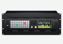Blackmagic ATEM 4 M/E Constellation 4K Plus, Massive 4 M/E Ultra HD model has 80 standards converted 12G-SDI inputs, 48 x 12G-SDI dedicated outputs, 16 ATEM Advanced Keyers, 4 multi-views and 2 SuperSource for a total of 12 DVEs in a 4 RU design