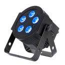 ADJ 5PX Hex, 6 in 1 Hex LEDs, 5 x 12 Watt RGBAW+UV, 3 and 5 Pin DMX, PowerCon In and Out, 30 Degree Beam Angle