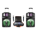 VocoPro BAND-GO - 2000W PA system with two digital wireless vocal microphones, eight channel mixer with DSP vocal effect and two 15-inch powered speakers with build-in derby light.