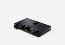 Blackmagic URSA Cine Battery Plate Gold, Gold Mount plate for attaching 3 stud batteries from manufacturers such as Anton Bauer, Core, IDX and more to URSA Cine with additional 2 pin Lemo power output