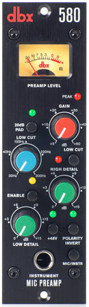 dbx 580, 500 Series Microphone Preamplifier Module with 60 dB Gain, Low-Cut Filter, 2-Band EQ, 20 dB Pad and 48V Phantom Power