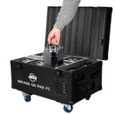 ADJ Mirage Q6 Pak, Pack Includes Six IP65 Battery Powered Chrome Fixtures, 4 x 10 Watt RGBA LEDs, 11 Degree Beam Angle, Long Life Battery, Wifly DMX Wireless, Includes Road Case with on Board Charging System, Safety Alarm System