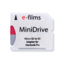 E-Films EF-1901 MiniDrive MicroSD to SD Adapter, Half Size Expandable Storage for MacBook Pro SD Slot, Time Machine Compatible, Supports MicroSD Cards up to 128GB