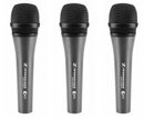 Handheld microphone set with (3) e 835 (cardioid) dynamic microphones, including mic cables and a road case