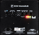Excursion MobileSub: a compact and lightweight portable bass-reflex battery-powered subwoofer. Equipped with two 8-inch woofers, includes level controls, battery life indicator and Bluetooth streaming.