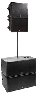 Paraline 2x 15” Powered Subwoofer 2800 watts peak – powered – compact stackable active subwoofer -- 2 x 12” front loaded woofers, with casters. In white.