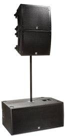 Paraline 2x 15” Powered Subwoofer 2800 watts peak – powered – compact stackable active subwoofer -- 2 x 12” front loaded woofers, with casters. In white.