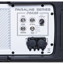 Paraline Compact Line Array Powered top box, with 2 x 6” neodymium LF Drivers, 1x1" Exit Neodymium HF Driver, with Tom Danley's patented Paraline lens and Synergy Horn Technologies. 850W Peak (600 W Program) with DSP, Array Hardware, XLR in and out, Locking powerCON® connectors, IP54 Rated for Outdoor Use. Max SPL 134 dB, Polypropylene enclosure.