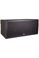 Paraline 2x 15” Powered Subwoofer 2800 watts peak – powered – compact stackable active subwoofer -- 2 x 12” front loaded woofers, with casters. In white.