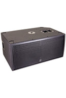Paraline 2x 15” Powered Subwoofer 2800 watts peak – powered – compact stackable active subwoofer -- 2 x 12” front loaded woofers, with casters. In white.