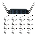 VocoPro UDX-CONFERENCE-16, Professional Digital UHF PLL Wireless Mic System with Sixteen Gooseneck Podium Microphones