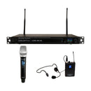 VocoPro UDX-DUAL-COMBO - Professional Digital UHF PLL Wireless Mic System with One Handheld Vocal Microphone and One Headset Microphone with Bodypack Transmitter