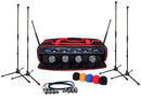 VocoPro UHF-5800-XL - Professional 4 Channel UHF Wireless Microphone System with Mic Stands