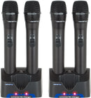 VocoPro UHR-9, 4 UHF Handheld Rechargeable Microphones with Charging Stations (Freq. 9A, 9B, 9C, 9D)